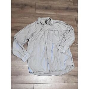Mens Cream Button Down Long‎ Sleeve Size Medium